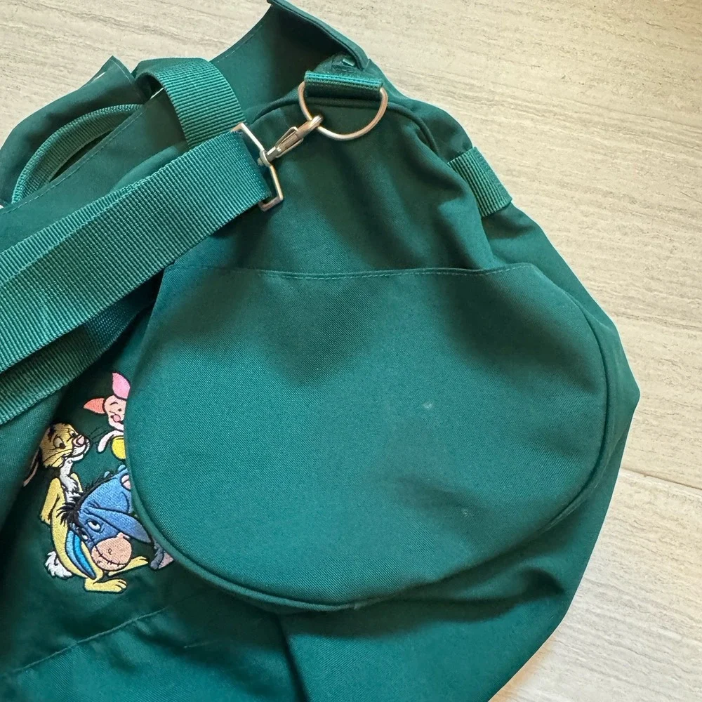 Disney Store Vintage 90s Winnie The Pooh Duffle Bag Dark Green Embroidered EUC
